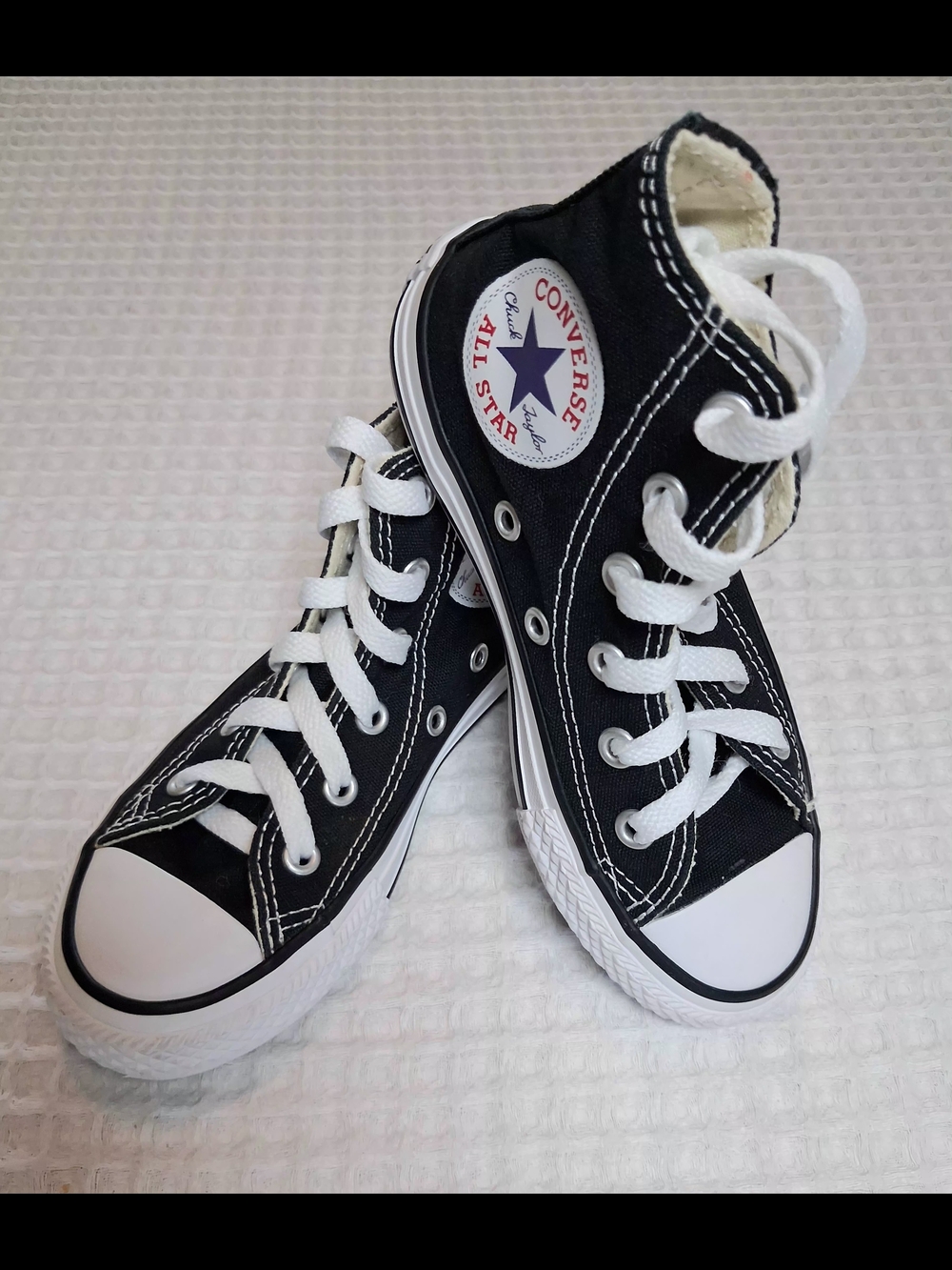Converse Black Canvas High-Top Sneakers with White Accents Unisex Kids Size 11 - Picture 11 of 13